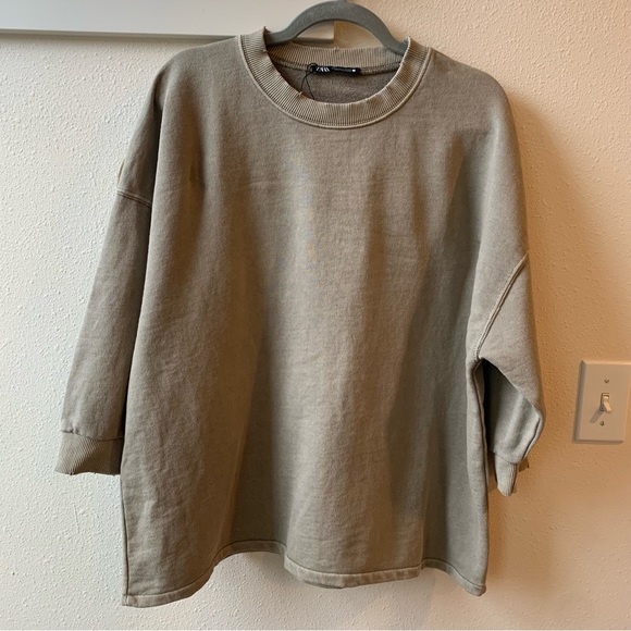 Zara sweat set size M oversized washed sweatshirt and sweat pants color: mink - Picture 5 of 7